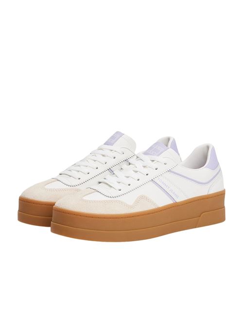 Sneaker ecrù e lilla in pelle Tommy Jeans | EN0EN028070LA